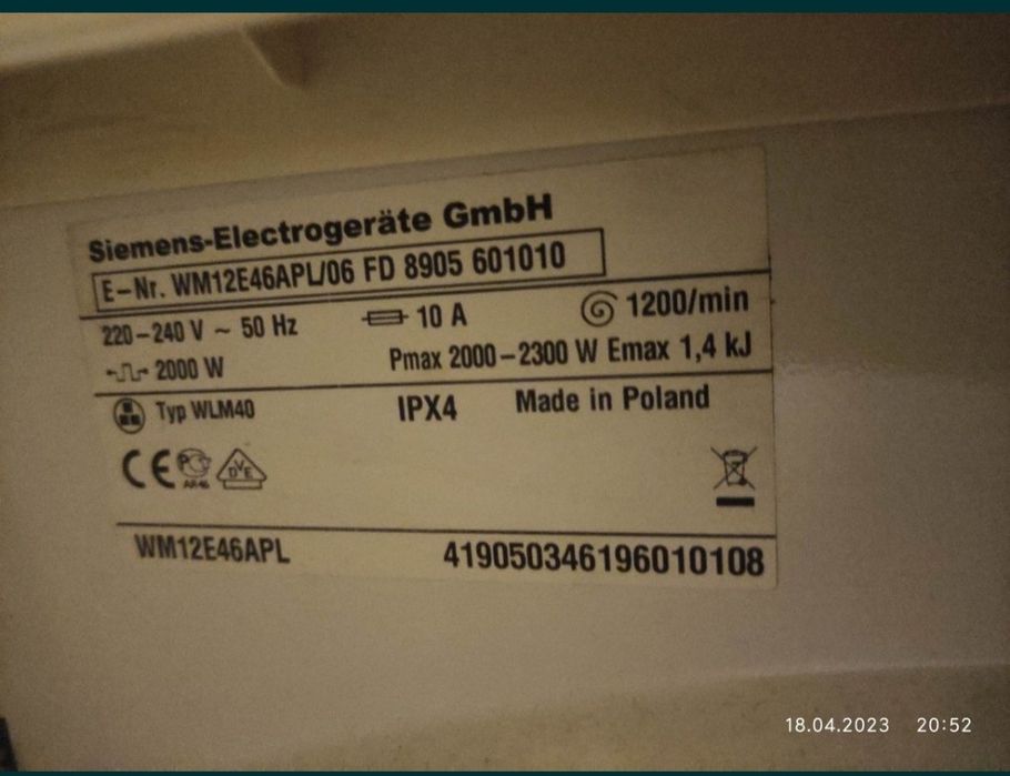 Pralka Siemens na części