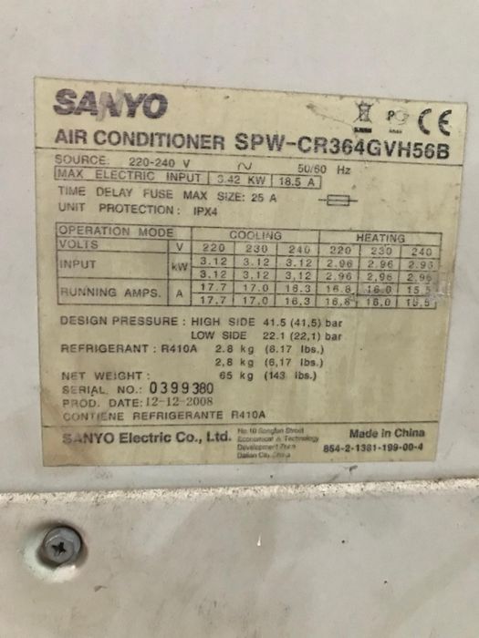 Vendo dois ar condicionados marca Sanyo com 36 mil btu cada kw 10.6