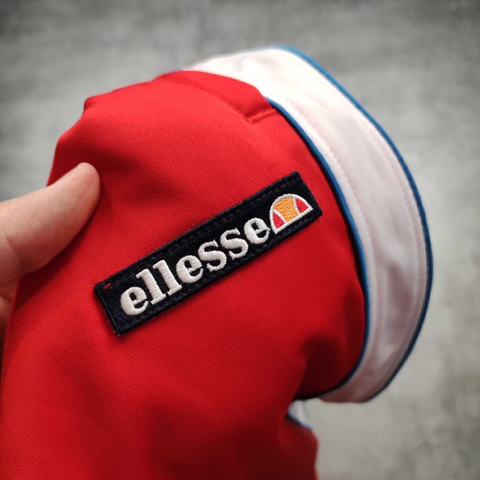 MĘSKIE Spodnie Dresy Śliskie Trening Ellesse Italy Lampas Czerwone