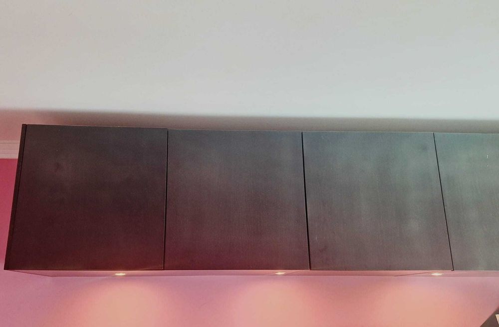 móvel sala de estar/escritório em madeira maciça em wengé