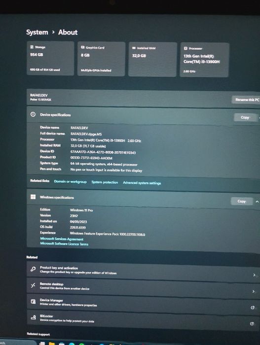 MSI Pulse 15 B13V I9 32RAM 1TB RTX 4070