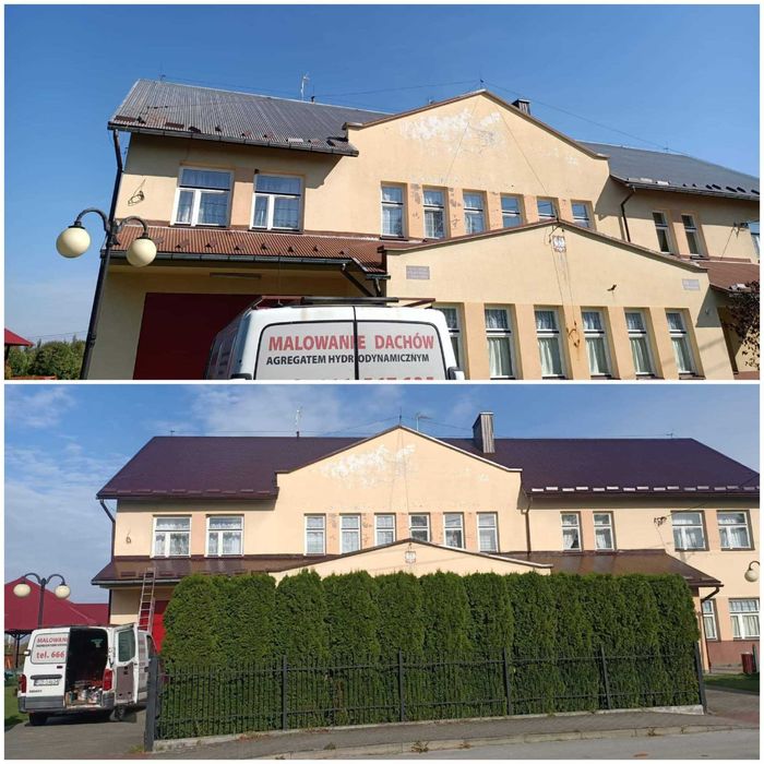 Malowanie dachów, mycie dachów, kostki, elewacji, kominy i rynny