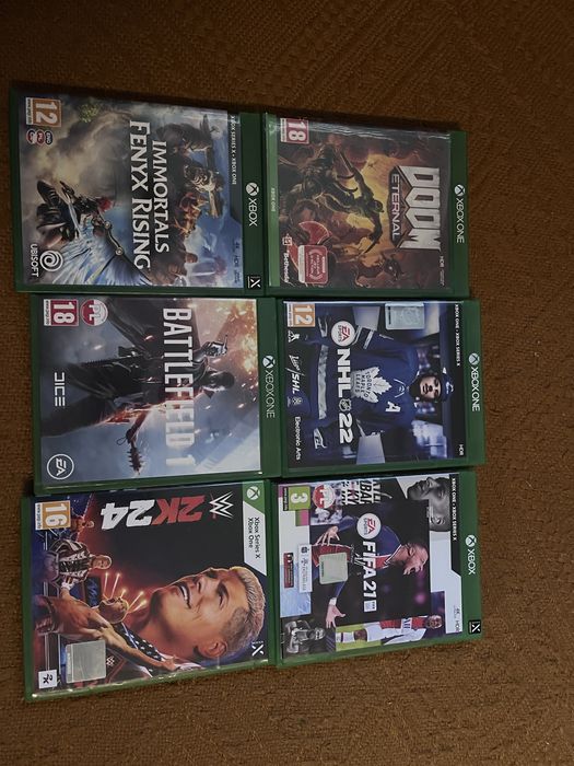 Gry Xbox One/Series S X, Fifa 21, NHL 22,  Battlefield 1 , Doom Eternal, WWE 2k24, Immortal Fenyx Rising, stan bardzo dobry