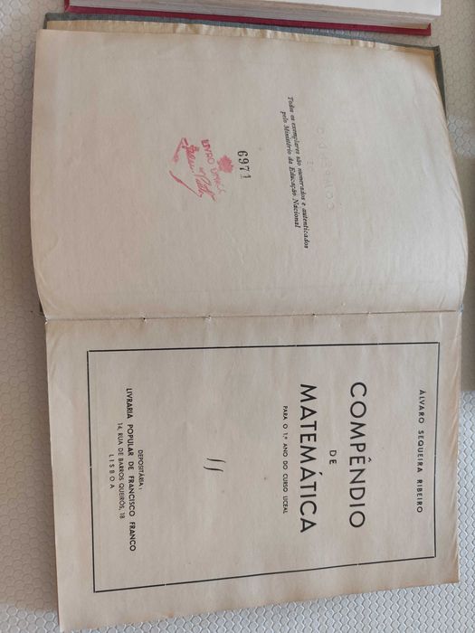 Lote de 6 Compêndios Escolares Antigos (1957-1960) – Matemática, Geografia, Zoologia e História