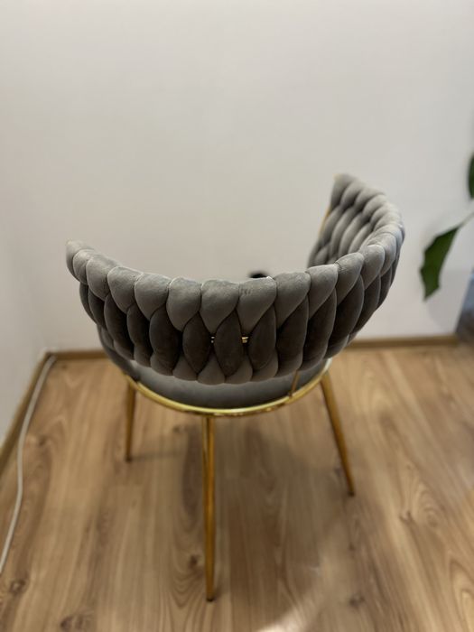 Krzeslo welurowe szare