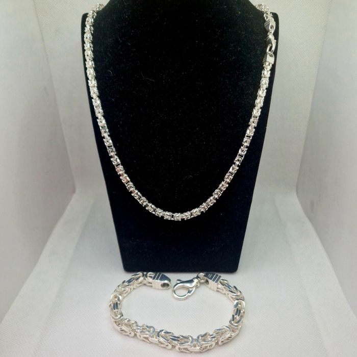 Srebny komplet łańcuszek bransoletka próba 925
