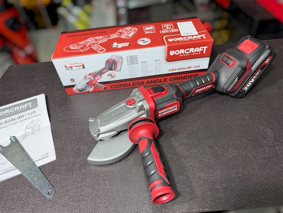 Аккумуляторная бесщеточная болгарка WORCRAFT CAG‑S20LiBF-125 (без аккумулятора)