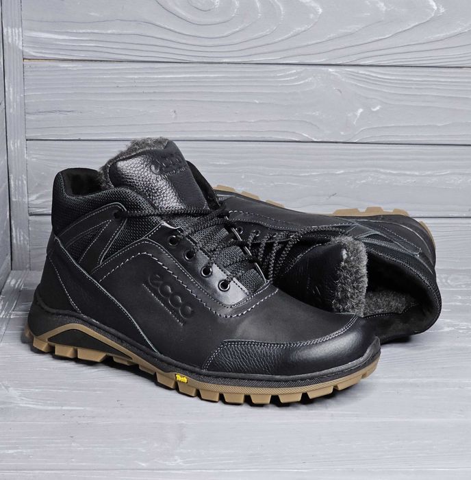 39-50р! Кожаные мужские прошитые черные коричные зимние ботинки баталы