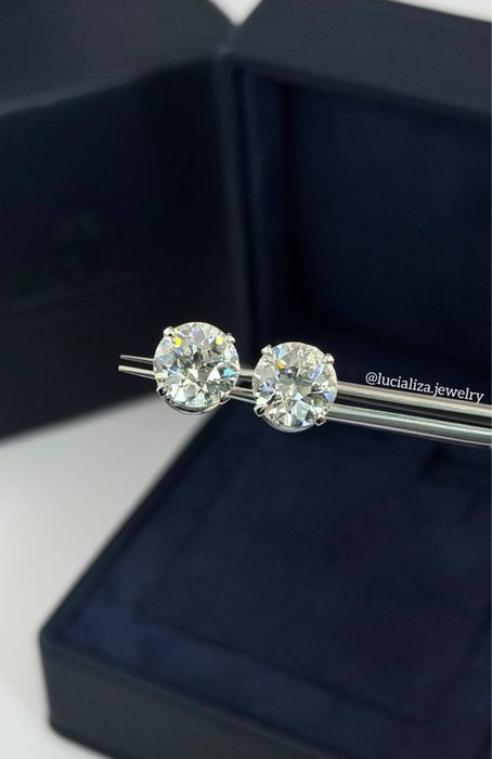 Золоті Сережки пусети з діамантами 6.91ct