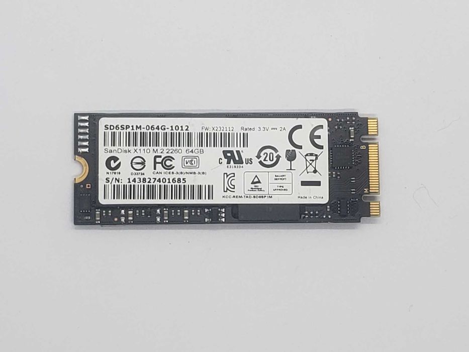 SSD 64gb Sandisk SD6SP1M-064G-1012. M.2 sata3 2260 mlc. хорошее сост.