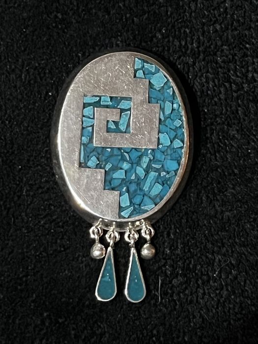 Broszka srebrna 925 z turkusem Mexico