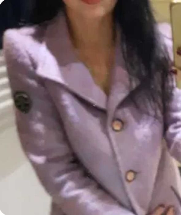 Płaszcz zimowy wełniany 38 m Lila liliowy lekki Ochnik wrzosowy