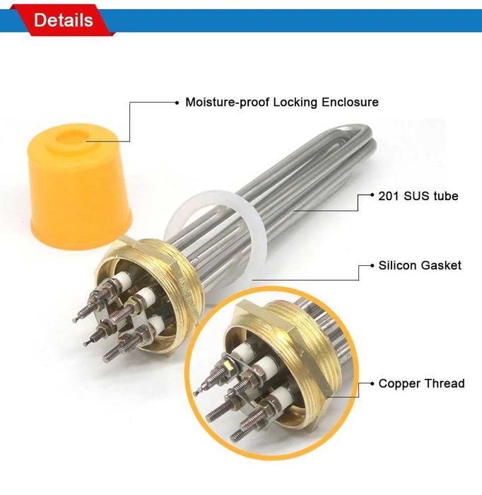 Нагревательный элемент (ТЭН) DN40/1,5 дюйма, 220/380 В