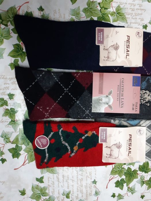 6 pares de meias novas em lã tamanho 35-40