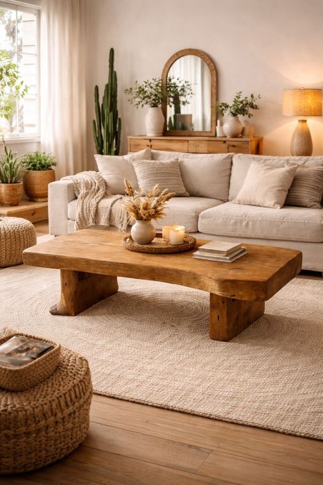 Mesa rústica em madeira maciça – peça única