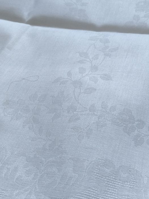 Stary elegancki biały obrus PRL włókno naturalne ²¹¹