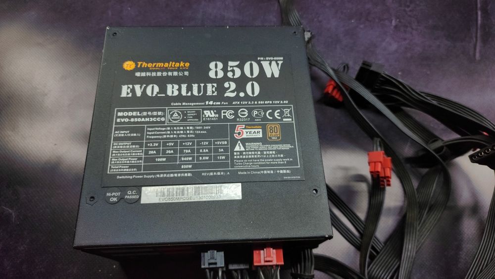 Блок живлення thermaltake evo blue 2.0 850w 80+ gold