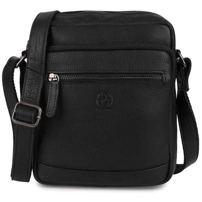 Torba skórzana czarna AMADEO IV ze skóry naturalnej przez klatkę nowa