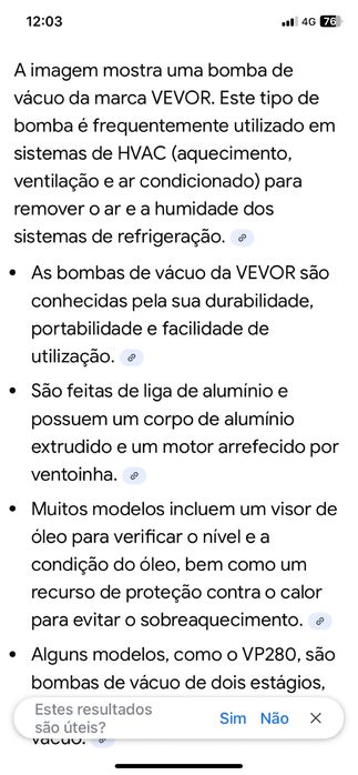 Bomba de vácuo nova nunca usada