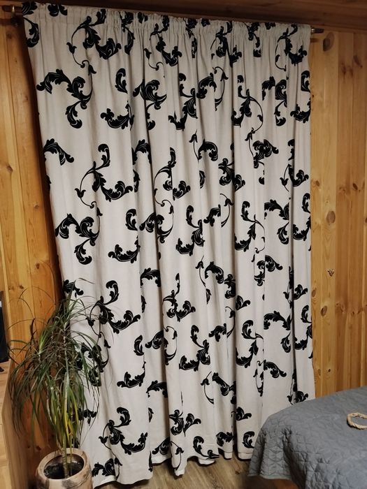 Штора широка  сірий/чорний