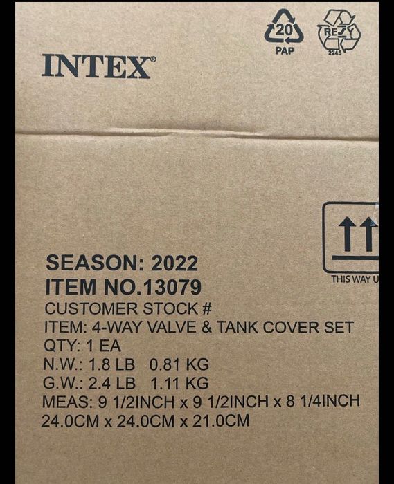 INTEX 13079 “4-way Valve & Tank Cover Set” (novo)