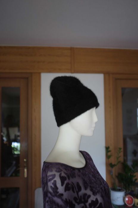 czarna czapka Åhléns alpaka wełniana ciepła beanie gothic rock premium