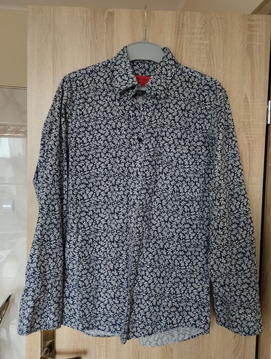 Koszula w kwiaty kwiatki granatowa w wzory Wólczanka męska M