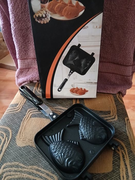 Gofrownica w kształcie ryby,aluminiowy Patelnia nowa