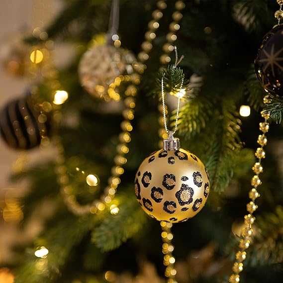Bombki choinkowe Czarno Złote Nietłukące Glamour Ozdoby 16 szt