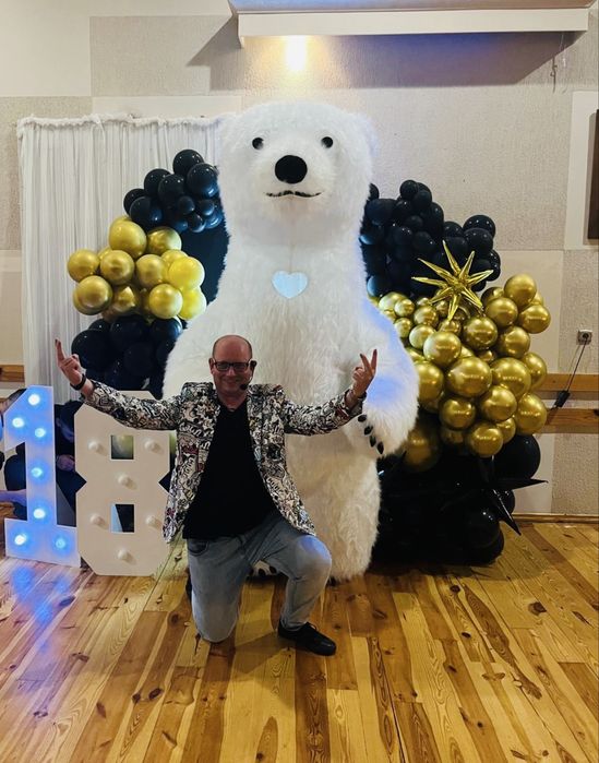 Duży Biały Miś Leon 2.6m zaskocz gości Eventy Wesele Impreza Urodziny