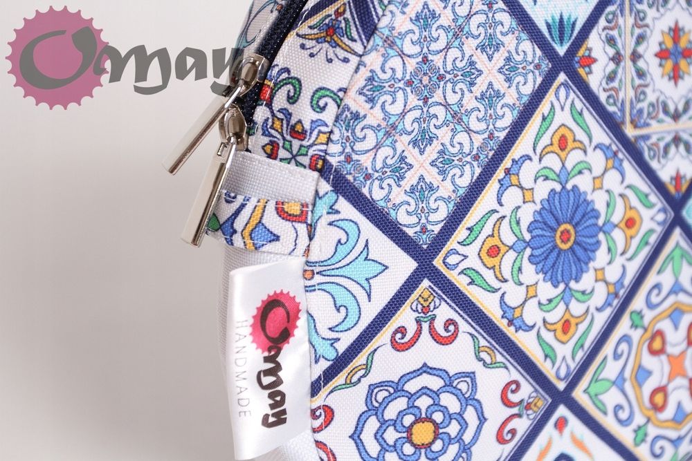 organizer OBAG MOON LIGHT kafelki błękit granat 2 kieszenie wkład OMAY