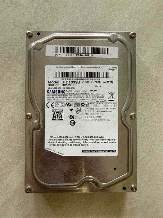 Жорсткий диск 1 Tb Samsung (3.5", 7200 об/хв, 32 МБ, HD103SJ) Б/В