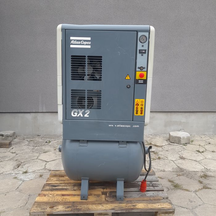 Sprężarka śrubowa Atlas Copco GX2 + zbiornik 200L 7.5bar
