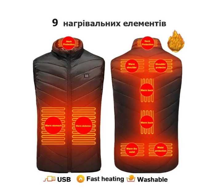 Жилет із підігріванням USB S 9 зон обігрівання Детальніше: