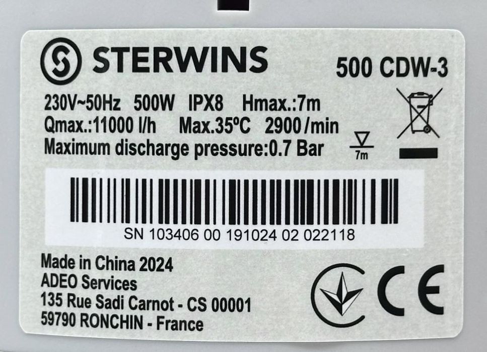 Насос дренажний Sterwins 500 CDW-3