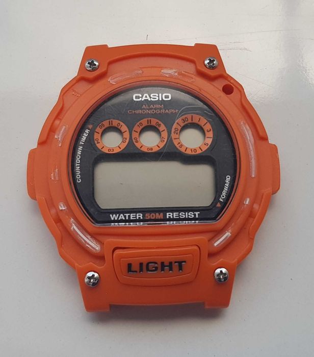 Zegarek nareczny Casio W-214H W 214H modul 3225 pomaranczowy meski damski unisex koperta mechanizm czesci sr 44,5mm nie dziala uszkodzony