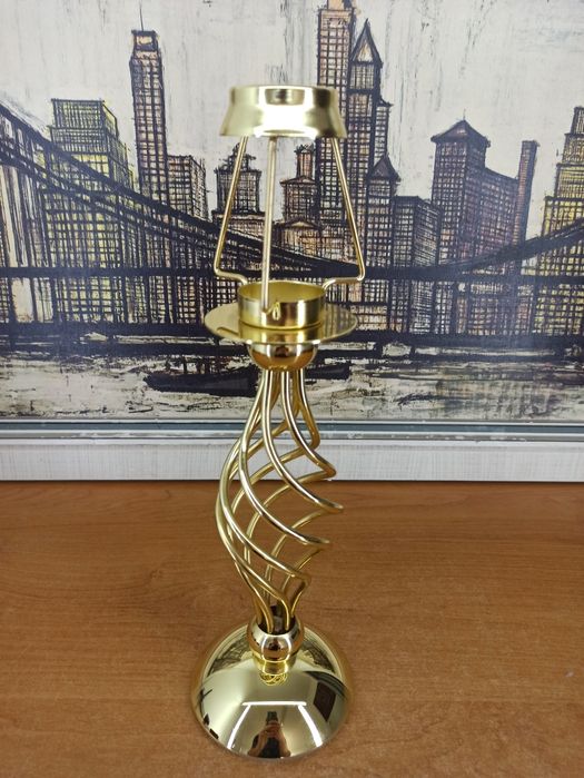 Nowoczesny świecznik / lampion dekoracyjny Partylite – złoty
