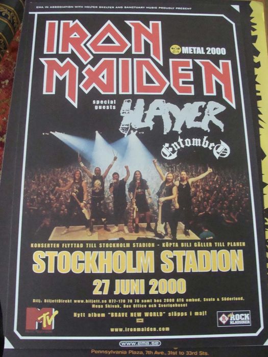 plakat IRON MAIDEN,  Stockholm 2000 "Brave New World Tour".