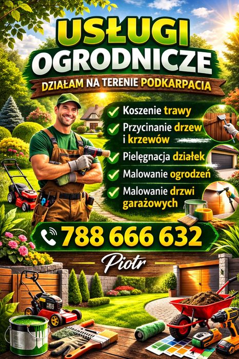 Uslugi ogrodnicze *Koszenie trawy* Przycinanie Żywopłotu