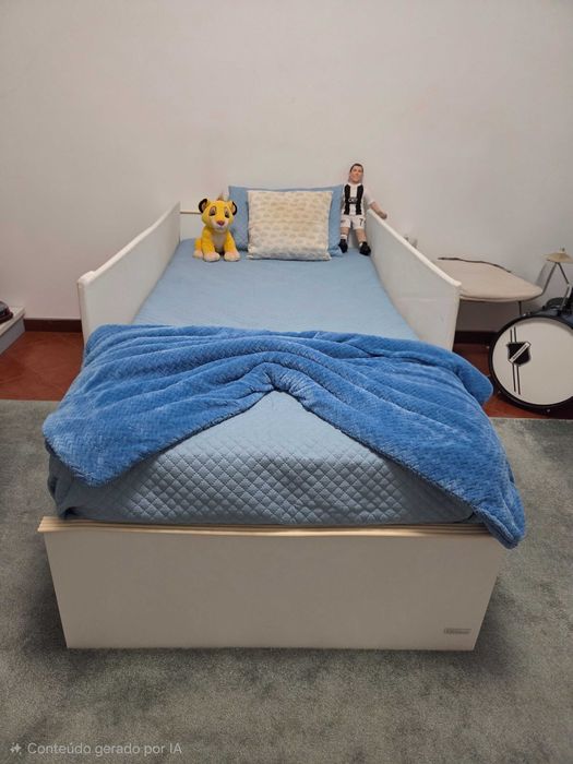 Cama solteiro Trama com colchão Visco AloVera e Resguardos