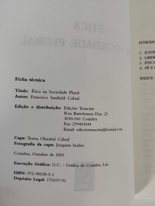 Ética na Sociedade Plural de Francisco Cabral