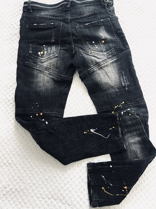 Spodnie Dsquared2 czarne nakrapiane super stretch