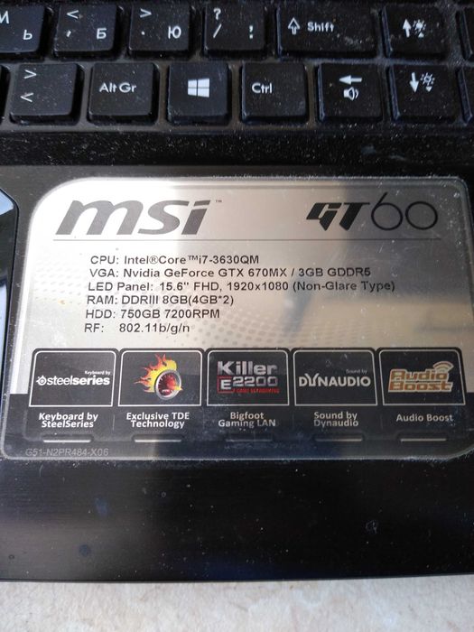 Ноутбук MSI  GT 600 NC - 007RU