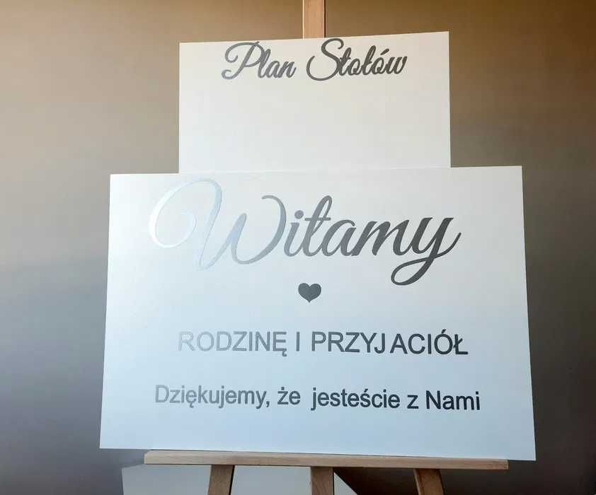 Tablica powitalna plan stołów tablica ślubna Srebrny napis
