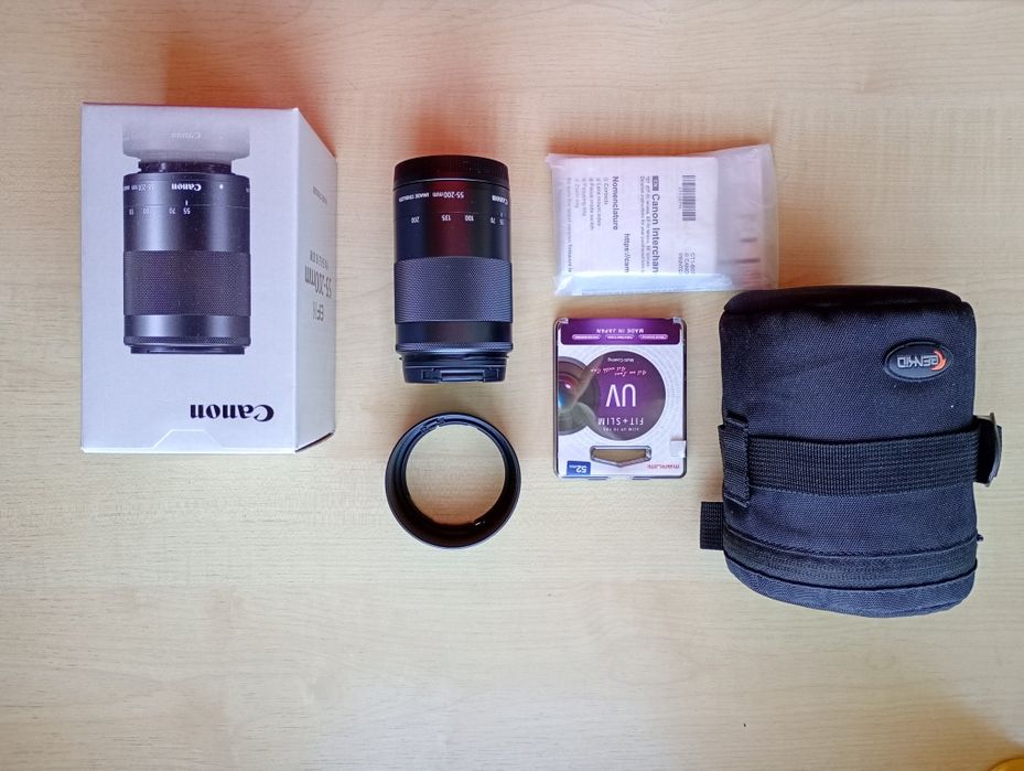 Obiektyw tele Canon efm 55-200 i akcesoria