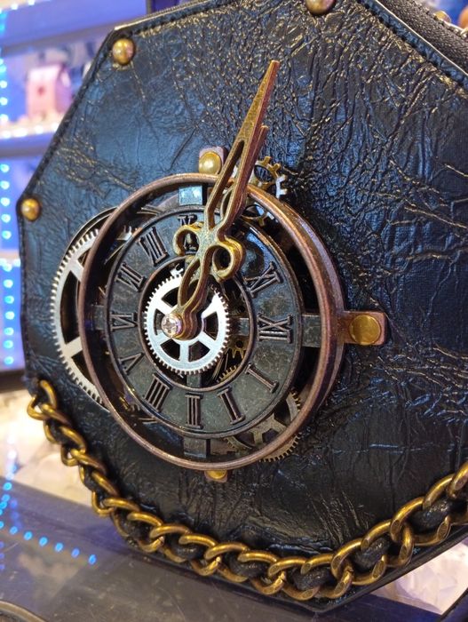 Bolsa estilo steampunk relógio e roldanas
