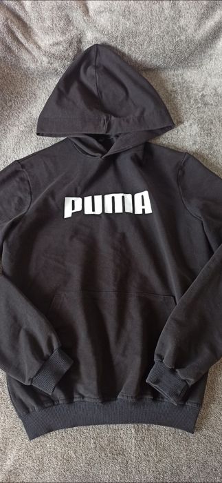 Czarna męska klasyczna bluza basic z kapturem i dużym logiem M Puma