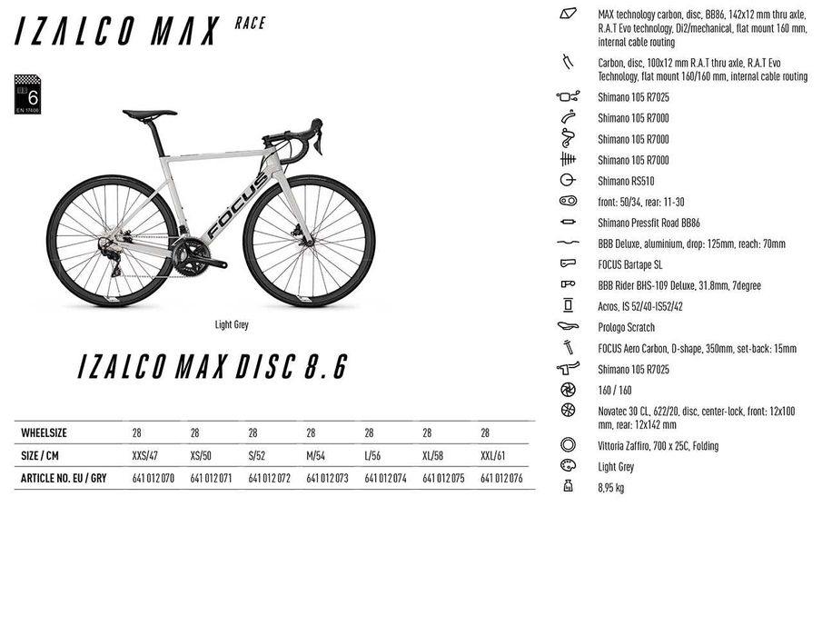 Bicicleta Focus Izalco Max DI 8.6 Carbono