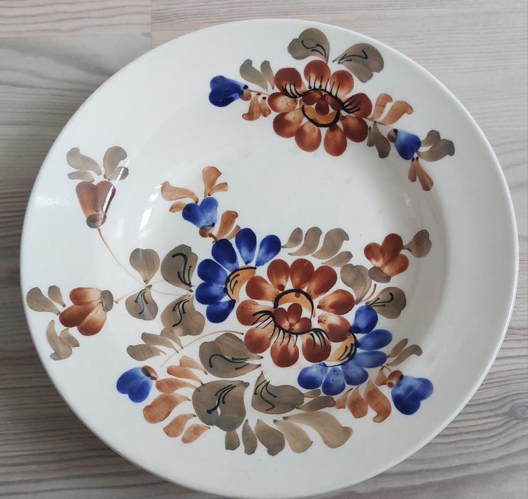 Fajans Włocławek zestaw talerz i wazonik