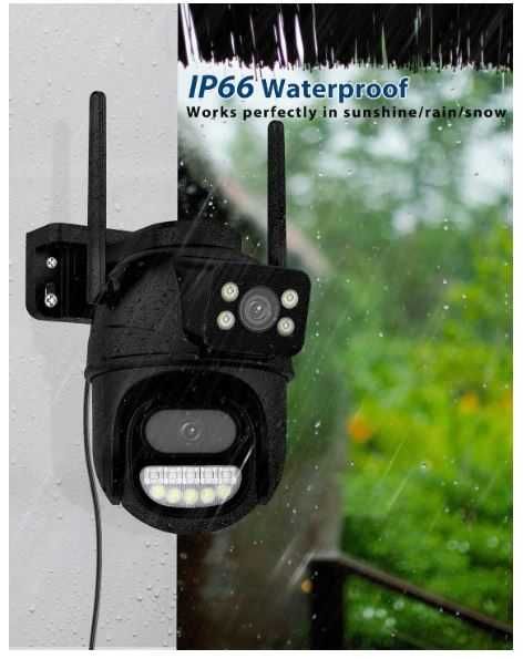 Podwójna kamera Wifi 2x3MP, śledzenie ruchu, 3K, kolor czarny